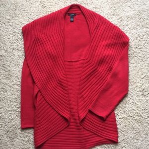 Ribbed open front cardigan sweater